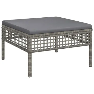 Immagine prodotto di vidaXL Sgabello da giardino con cuscino in Poly Rattan grigio