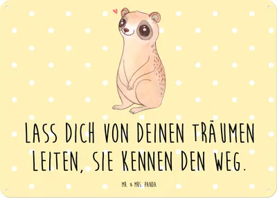 Produktbild von Mr. & Mrs. Panda Wandbild Plumplori Glücklich DIN A5 - Gelb Pastell - Geschenk, Retro Blechschild, Glück, Türschild, tafel, Schild, Lustige Sprüche, Niedlich