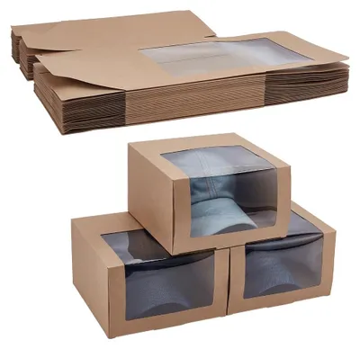 Hutboxen mit Sichtfenster, 30 Stück, 19,5x12x19,5 cm, stapelbar