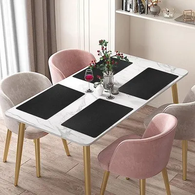 Image de Lot de 6 sous-assiettes en cuir PU, noir