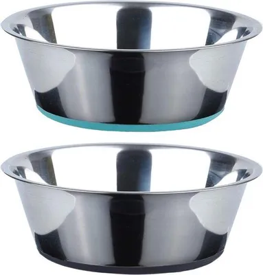 Immagine prodotto di Hundenbak Set di ciotole per alimenti in acciaio inossidabile - Base in silicone antiscivolo - Ideale per cibo e acqua - 1920 ml per ciotola