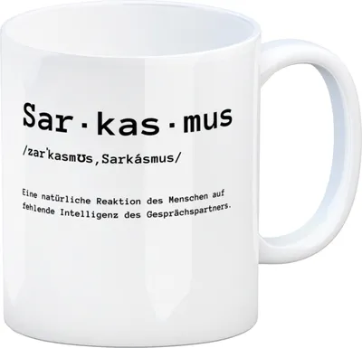 Produktbild von Sarkasmus Definiton Kaffeebecher mit Spruch