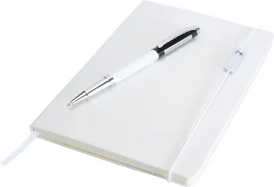 Productafbeelding van Luxe - "Legatto Elegance" Notitieboek met stevige omslag en pennen set, A5 PF4827 (één maat) (wit/zwart)