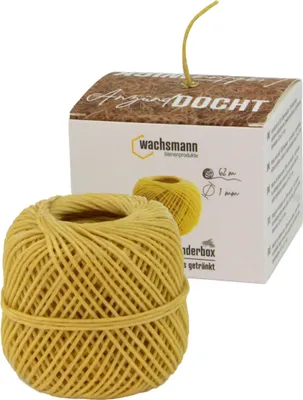 Produktbild von Hanfdocht in Spenderbox, 62 m, 1 mm Durchmesser, in Bienenwachs getränkt