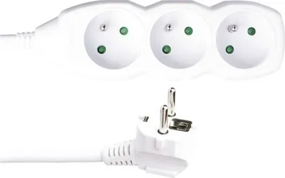 Obrázok produktu pre Predlžovací kábel – 3 zásuvky, 3m, 3× 1,5mm2, biely 70268