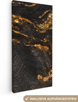 Produktbild von MuchoWow® - Leinwandbilder - Marmor - Limette - Schwarz - Gold - Marmoroptik - Luxus, Wandbild, Wanddeko Bilder Wohnzimmer, 20x40 cm