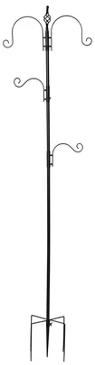 Produktbild von Vogelfutterstation für draußen - Garten Futterständer - Edelstahl 54,5×54,5×208 cm - 4 Haken - Armeegrün
