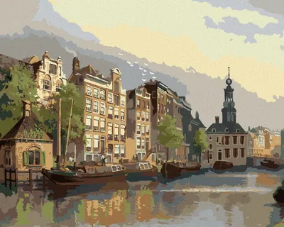 Zdjęcie produktu dla Zuty - Diamond Painting - VIEW OF THE MINTSHOP IN AMSTERDAM, 40x50 cm, nieoprawiony i bez płótna