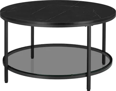 Produktbild von VASAGLE Couchtisch, Wohnzimmertisch, moderner Stil, 80 x 46 cm (Ø x H), Marmorschwarz-Tintenschwarz