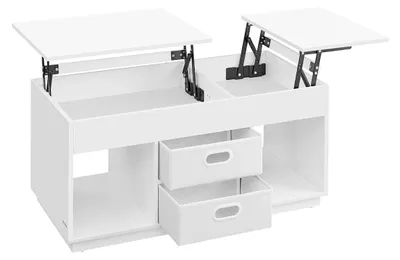 Obrázok produktu pre Biely konferenčný stolík s 2 zásuvkami – oceľ/drevotrieska – 50 x 100 x 48/62,3 cm