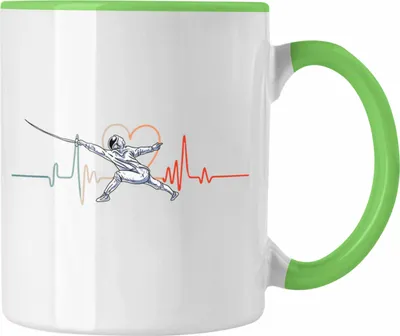 Produktbild von Trendation - Lustige Fechten-Tasse  Geschenk für Fechter Herzschlag (Grün)