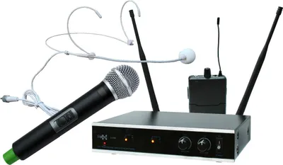 Produktbild von E-Lektron IU-2082HM digital UHF Funkmiktrofon System mit 1x Hand-Mikrofon + 1x Headset-Mikrofon drahtlos Set EL173784