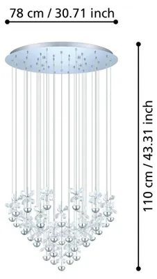 Image de Pianopoli cristal LED lampe à suspendre chrome 43x 2, 5W