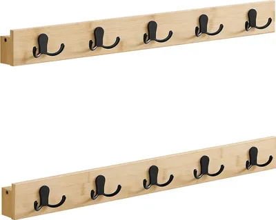 Produktbild von Wandgarderobenständer-Set (2er-Pack) mit Ablage, naturbeige