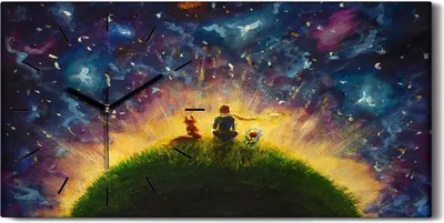 Produktbild von Wandbild Leinwand Bilder mit Uhr 60x30 Abstrakte ÖlMalerei Kunst Weltraum - schwarze Hände
