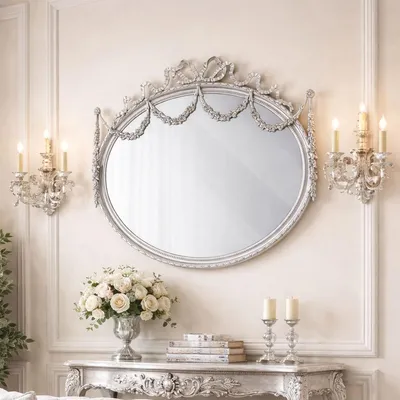 Produktbild von Casa Padrino Luxus Barock Massivholz Spiegel Silber 103 cm -  Italy