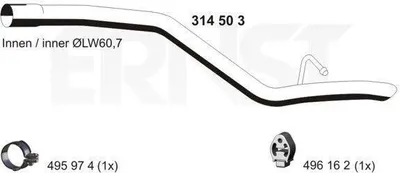 Produktbild von ERNST Abgasrohr Auspuffrohr für FORD Focus II Kombi (DA, FFS, DS) Hinten 314503