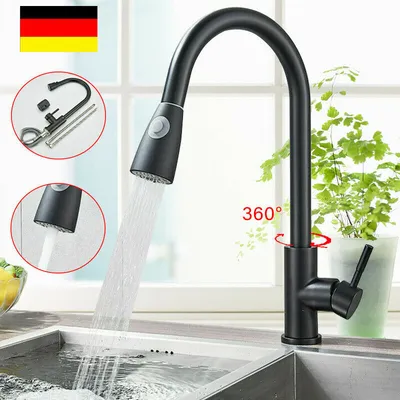 Produktbild von 360° Küchenarmatur Wasserhahn Küche ausziehbar Brause Edelstahl Einhandmischer
