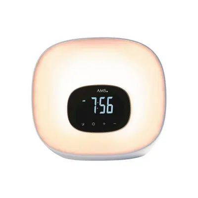 Produktbild von AMS 1302 Wecker Netzwecker weiß digital Radio Sonnenaufgangs-Licht