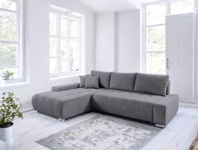 Produktbild von Ecksofa Sofa mit Schlaffunktion VOGAR Stoff Poso Grau Ottomane Links