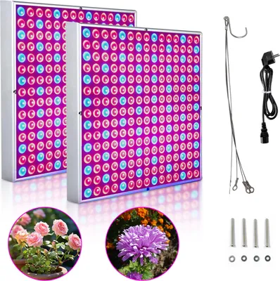 Zdjęcie produktu dla Clanmacy 2 szt. lampy LED do uprawy roślin, 15 W, z 225 diodami LED (czerwonymi i niebieskimi), oświetlenie do roślin, lampa LED do uprawy, lampy do uprawy roślin doniczkowych i kwiatów ogrodowych