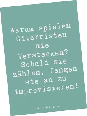 Produktbild von Mr. & Mrs. Panda Postkarte Spruch Gitarre Improvisation - Meeresbrise - Geschenk, Ansichtskarte, Postkarten, Lernen, bildkarte, Instrument, Grußkarte, Musik, Melodie