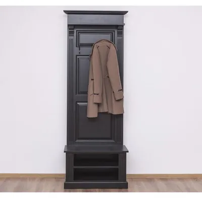 Produktbild von Casa Padrino Jugendstil Wand Garderobe mit Ablagefächer Schwarz Antik Stil - Landhaus Stil Garderobenschrank
