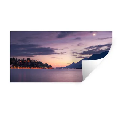 Produktbild von MuchoWow® Wandtattoo Wandsticker Wandaufkleber Gardasee - Berg - Sonne 40x20 cm Selbstklebend und Repositionierbar - Aufkleber
