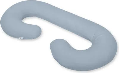 Image de Coussin de grossesse en forme de C avec housse amovible bleue pour un sommeil et un allaitement confortables