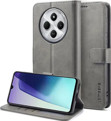 Produktbild von Redmi 14C Hülle, Klapphüllen Brieftasche Leder Magnetverschluss Ständer Schutzhülle für Xiaomi Redmi 14C Gris