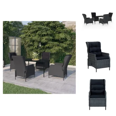 Produktbild von vidaXL 5-tlg. Garten-Essgruppe Dunkelgrau -  Gartenmöbel-Sets