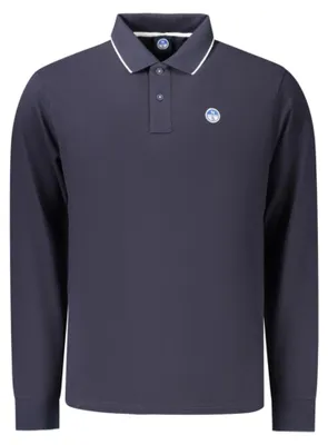 Produktbild von Herren Langarm-Poloshirt Blau - Nachhaltig & Stilvoll mit Kontrastdetails