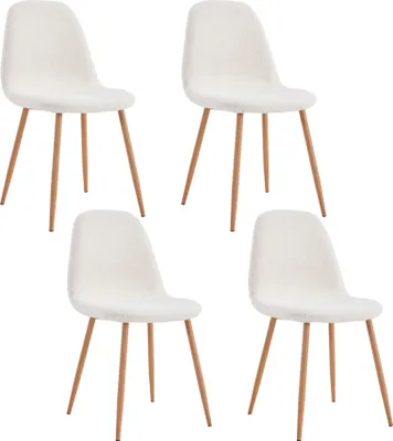 Image de Lot de 4 Chaises - HOME DECO FACTORY - Freya - Confortables - Blanc et marron