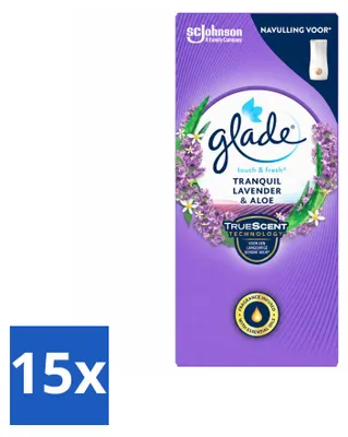 Obrázek produktu pro 15 kusů náplně Glade Touch & Fresh – vůně levandule a aloe – 10 ml – výhodný balení