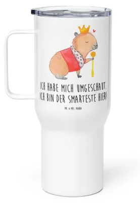 Produktbild von Mr. & Mrs. Panda Thermobecher Capybara König - Weiß - Geschenk, Lustige Sprüche, Trinkgefäß, Teetasse, Kaffee-to-go-Becher, Reisebecher, thermosbecher