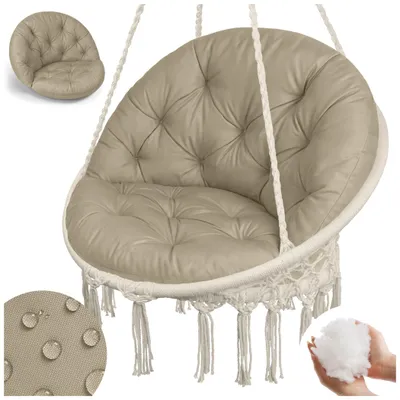 Produktbild von Wasserdichtes Kissen für Hängesessel Nestschaukel XL, Bequeme Gartenkissen Auflage für Hängekorb, mit Anti-Allergischer Füllung, Beige