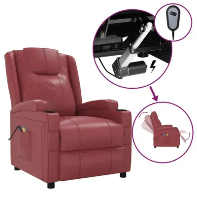 Image de Fauteuil de massage électrique Rouge bordeaux Similicuir