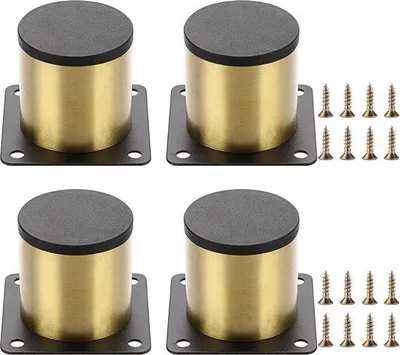 Produktbild von Stahlbeine-Set aus 4 Stahlbeinen 5 cm, Beine für Stühle, Tische, Schränke, Schreibtische, Bänke, Beine mit Schrauben, einfache Montage, runde (Gold)