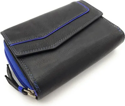 Produktbild von Jockey Club echt Leder Damen Geldbörse Portemonnaie RFID Schutz schwarz blau