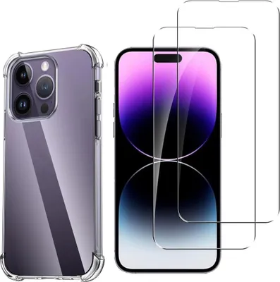 Produktbild von Stoßfeste Hülle für iPhone 14 PRO MAX und 2 Displayschutzfolien aus gehärtetem Glas Phonillico®
