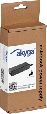 Zdjęcie produktu dla Akyga notebook power adapter AK-ND-26 19.5V/4.62A 90W 4.5x3.0 mm + pin HP, Laptop, Wewnętrzna, 19.5 V, 100-250 Hz, 90 W, 19.5 V