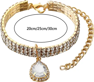 Produktbild von Haustierhalsband Funkelnde Strass-Halskette für Haustiere Verstellbarer stilvoller Anhänger Schmuck Katzen Hunde Halskette Haustierbedarf