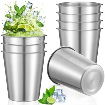 Produktbild von Edelstahlbecher 260ml 8 Stück stapelbar doppelwandig BPA-frei für Camping Picknick