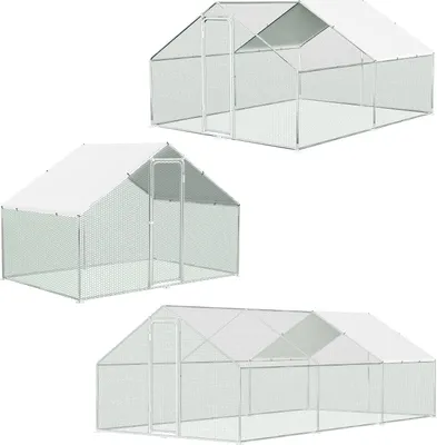 Immagine prodotto di Jayseuw 3x4x2m pollaio pollaio galvanizzato gabbia per conigli gabbia per pollaio tetto in PE, struttura in acciaio zincato, recinzione esterna Utilizzato per polli, pollai, piccoli animali