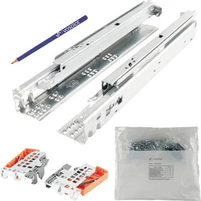 Produktbild von Blum Tandem Vollauszug Set, Schubladenauszug 550mm Blumotion mit praktischer Blum Kupplung, Schubladenführung Tragkraft 30kg - 1 Paar Schubladenschienen mit Kupplung