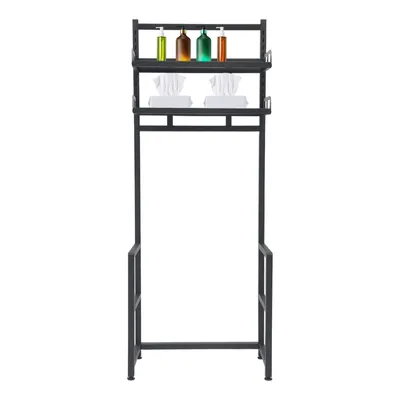 Produktbild von 2 Ebenen Toilettenregal 47*25*124cm Badregale verstellbare multifunktionale Ablage Schwarz