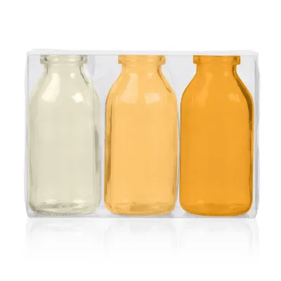 Produktbild von 3er Pack Flaschenvasen BOTTLE H. 10cm D. 5cm gelb orange Glas Sandra Rich