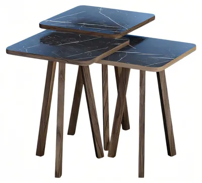 Produktbild von Elegantes schwarzes Couchtisch-Set aus Holz im modernen Stil
