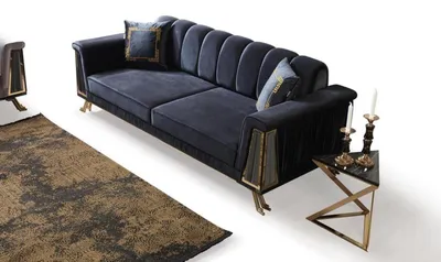 Produktbild von Schwarz Dreisitzer Sofa Lounge Luxus 3-Sitzer Design Couchen Polster Sofas