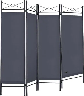 Image de Paravent intérieur 4 panneaux 180 x 163 cm Séparateur de pièce pliable anthracite Cloison de séparation intérieur maison